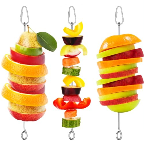 Jaula para pájaros, 3 piezas, soporte de comida para pájaros, pincho de acero inoxidable, para loros, frutas, verduras, para pájaros, alimentador de forraje, juguetes colgantes para roedores
