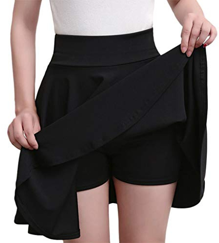 Jupe Short Femme Taille Haute- Jupe Plissée Couleur Unie Sport 2 en 1 Classiques Fluide Élasticité Comfortable Simple Comfortable Chic Et Élégants De Tous Les Jours Casual De Jogging Skirt