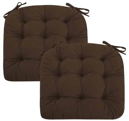 PRIMEPATIO Seat Pads for Dining Chairs Set of 2, 45x45cm, Brown