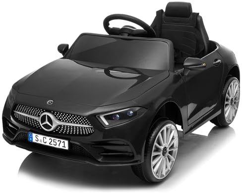 LALAHO Mercedes-Benz Kinder Elektroauto 12V Schwarz | 2,4G Fernbedienung, MP3-Player, LED-Lichtern & Hupe – Elektrisches Spielzeugauto für Kinder
