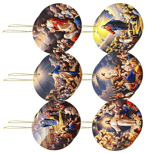 12 colgantes de madera hechos a mano para colgar en Navidad, accesorios para el hogar y uso de belén, decoración de Navidad de madera