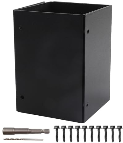 Sisinkal Protector de base ajustable de acero inoxidable para postes de madera, barandilla de cubierta, buzón, valla, protección de columna, postes rectangulares cuadrados impermeables (A)