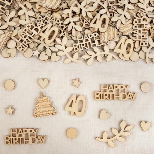 HOLDLEAF 200 Stück Holz Streudeko 40. Geburtstag, Konfetti Geburtstag Deko, Tischdeko für 40. Geburtstagspartys Mann Frau