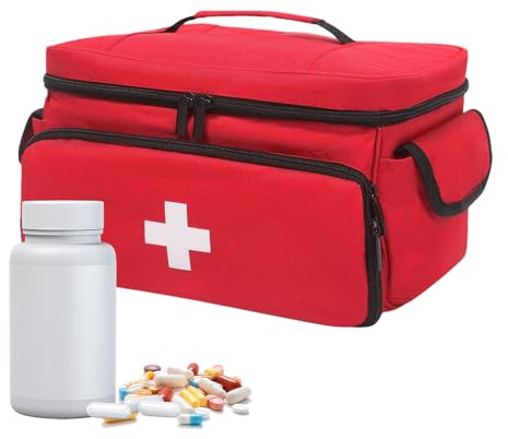 Medizinische Tasche – Arzttasche | Erste-Hilfe-Tasche | Pillenflaschen-Organizer | wasserdichter Medikamenten-Aufbewahrungs-Organizer | Medikamenten-Behälter-Tragetasche | Reise-Apothekenträger für