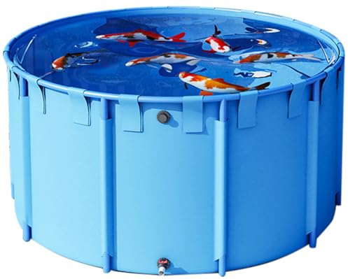 Laghetto per koi fuori terra, piscina rotonda per pesci con rivestimento in PVC rinforzato, a prova di perdite e facile da installare, per pesci rossi, 1,2 m di diametro x 1 m di altezza