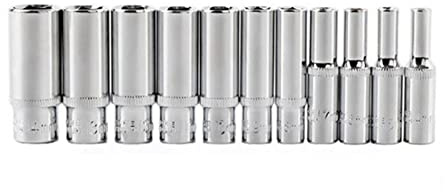 PFXNGMS Jeu de 11 Douilles 1/4 avec Adaptateur, Douilles Longues de 4 à 14 mm, têtes d'outils à Douille Profonde, clé dynamométrique, clé à cliquet, mandrin de perçage