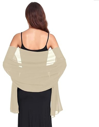 Van Der Rich – stola av sidenchiffong halsduk lätt – damer, Beige, 190 cm x 80 cm