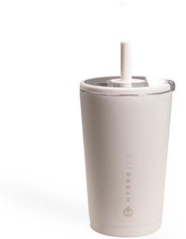 HydroJug Everyday Tumbler 14 oz, Ceramic-Lined Straw Cup, Linen