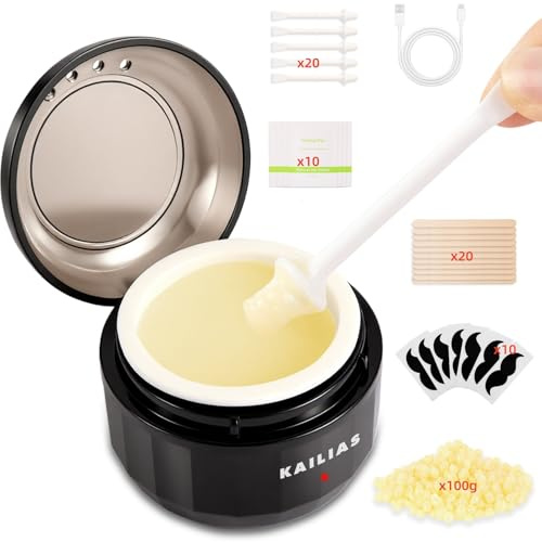 Nose Wax Kit,Nasenhaar Wachs,Nasenwachs Haarentfernung Set für Männer und Frauen,Tragbarer Nasenhaarentferner,Nase Waxing Set Mini Wax Maschine mit 100g Wax,20 nasenwachs stäbchen,USB-Schnellwärmung