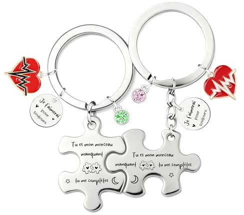 FGHJK Cadeau Saint Valentin pour Homme Femme Saint Valentin Homme Femme Cadeau Couple Porte Clef Couple Porte-clés idéal pour couple petite amie petit ami -Je t'aime-