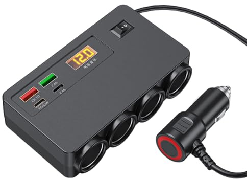 Cargador – ABS+Aleación 13x7x3cm | Divisor De Encendedor De Cigarrillos | Enchufe del Cargador USB | Enchufe Múltiple para Encendedor De Cigarrillos De Coche | Adaptador De Automóvil para Electrónica