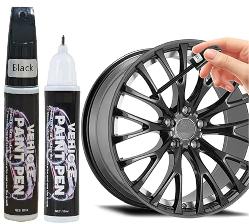 2 Stück Lackstift Auto Silber/Schwarz, Lackstifte für Auto Kratzer Reparatur Lack, Auto-Felgen Kratz Entferner, Reparatur Felgen Kratzer und Farbtropfen an Autos Motorrädern Fahrrädern (Schwarz)