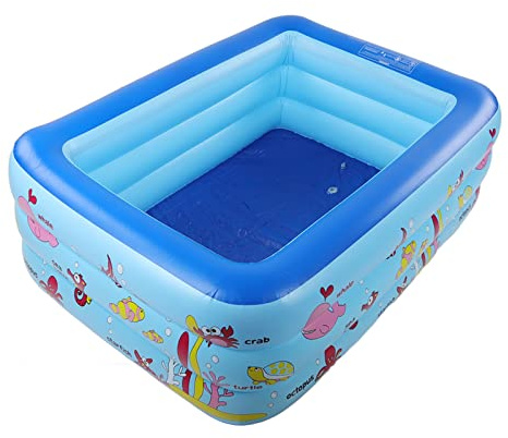 SUPYINI Inflatable Pool, Super Durable Thick PVC Family Swimming Pool for Kids Adults, with Electric Pump Setup for Backyard Outdoor Play, Ball Pit, Fishing Game