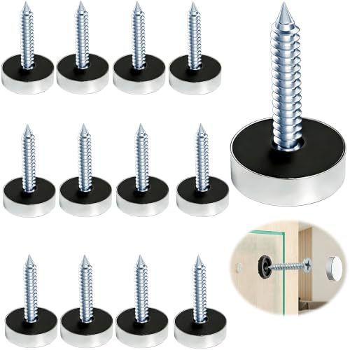 LUIMSUIM 12 Sets Screw Cover Caps Covers, Stainless Steel Screw Cap with Plastic Base and M4 Screws, Screws Head Ecorative Covers, Snap Close Caps for Mirror and Furniture Installation (Silver)