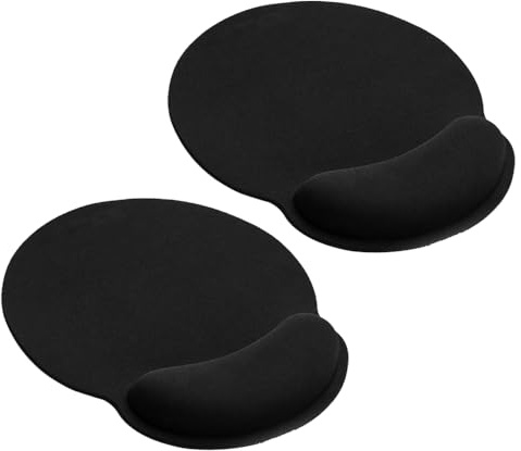 LXLRHH Mouse Mat Wrist Support 2Pcs, Ergonomic Mouse Mat with Memory Gel Foam Rest Wrist Support - Compatible with Laser and Optical Mice for Computer, Laptop, Office, Home and Travel, Black 25*23cm