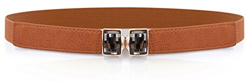 Cheerlife Damen Stretchgürtel mit Strass Elastischer Kleid Belt Gürtel Taillengürtel 2,8cm Breite (60cm, Kamel)