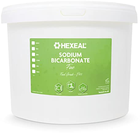 Hexeal Sodium Bicarbonate 10kg Bucket – Food Grade, Fine Powder, E500 | Baking Powder for Cooking and Baking. Ideal for Bath Bombs and Household Cleaning. Deodorises and Removes Grime
