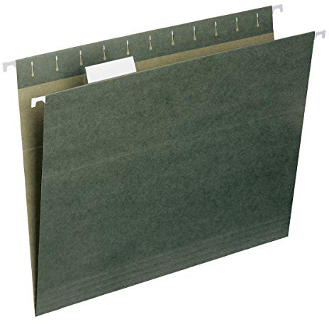 Smead Carpetas colgantes estándar, 50 unidades, verde estándar, pestañas ajustables de corte 1/5, tamaño carta (64029)