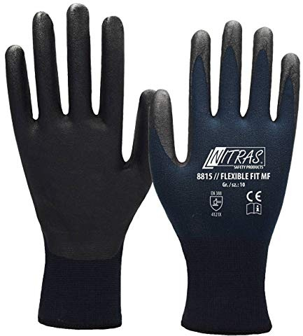 NITRAS Flexible Fit 8815 Strickhandschuhe Arbeitshandschuhe 144 Paar Nitril Handschuhe dunkelblau, Größe:7