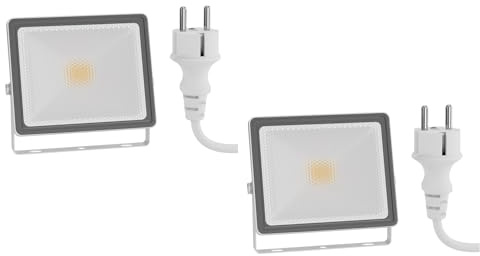 ledscom.de 2x LED Gartenstrahler FLIN für außen, IP66, Stecker, 11,5 W, 837lm, warmweiß