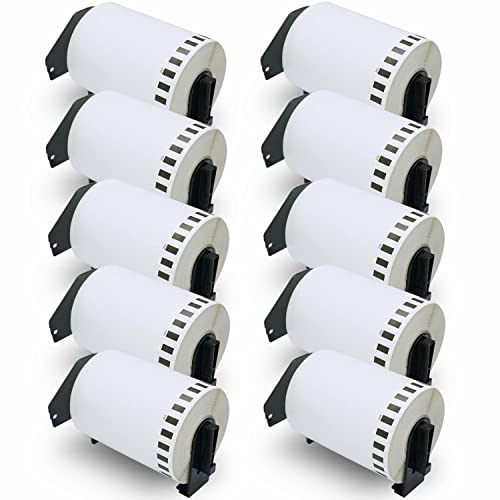 BETCKEY - 10 Rollen DK-22243 Endlose-Versandetiketten (Papier) Kompatibel mit Brother, 102mm x 30.48m, 10 Etiketten für Brother QL Etikettendrucker