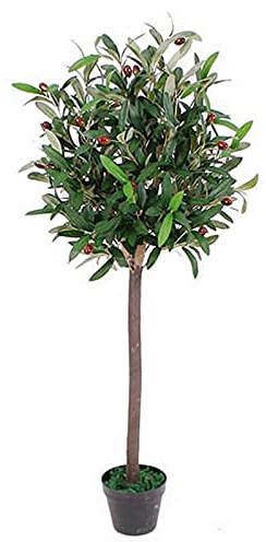 Leaf Design UK - Olivo Artificial Realista en Maceta de plástico Negro, 90 cm