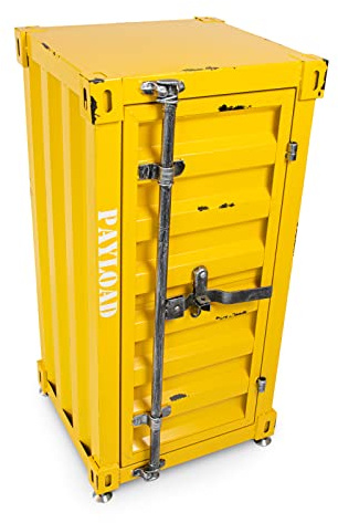 Büttner Kommode Sideboard Highboard Spind Metallschrank Kasten Kommodenschrank Stauraum Regal im Industrial Container Look aus Metall 40 x 38 x 80 cm - Gelb