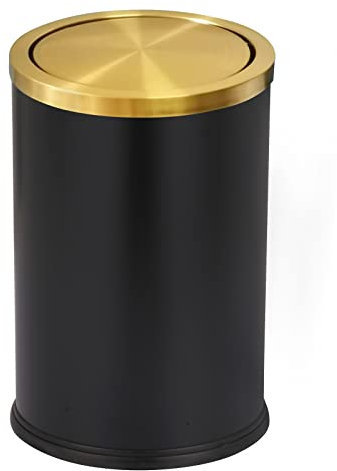 Cestino in acciaio inossidabile oro con coperchio ribaltabile 2,4 galloni bidoni della spazzatura a prova di impronte digitali Cestino cestino per cucina e soggiorno (nero con coperchio dorato)