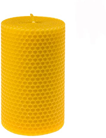 Hahn Kerzenfarm 100% Bienenwachs Wabenstumpen 125x75mm, Unparfümiert, Stumpenkerze