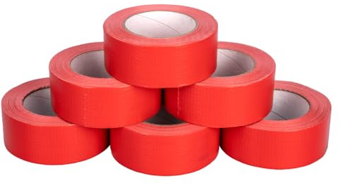 verpacking Premium Panzertape 50 m x 48 mm Rot Gewebeband Gaffa Tape Reparaturband hohe Klebekraft Klebeband mit Naturkautschuk-Kleber (6 Stück)