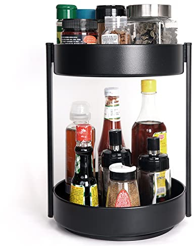 XNTONG - 2-stöckige 360° Drehbar gewürzständer, 25.8cm Drehbar drehteller, Kann im küche drehbares gewürzregal, Drehbarer ordnungssystem, Badezimmer drehbar tablett, Lazy Susan drehteller Organizer