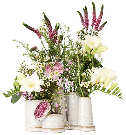Jinfa Handgefertigtes kleines Keramikvasen-Set – Mehrfarbig oder einfarbig – 5–10 Mini-Vasen – Tisch- & Wohnzimmer-Deko – Für Blumenarrangements, Trockenblumen & Geschenkideen