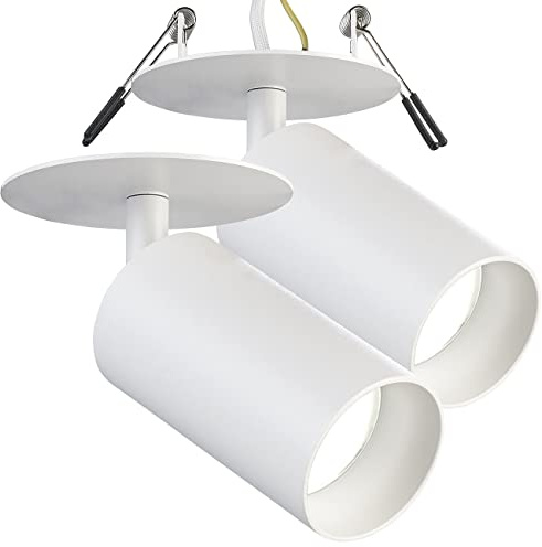 Luminea Deckenlampen: 2er-Set schwenkbarer Wand- und Deckenspots mit GU10-Fassung, weiß, (Deckenlampe Bad, schwenkbare LED-Spot-Fassung, Küche)