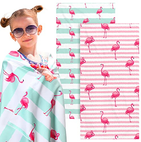 Yahenda 2 Packs Beach Towel for Kids Quick Dry Beach Swimming Bath Pool Towel for Kids Girls Travel Shower Swimming Camping, 28 x 55 Inch