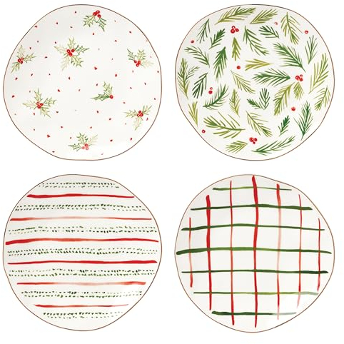 Lenox 895262 Bayberry 4-Piece Dessert Plate Set, Christmas Drinkware, Holiday Hosting
