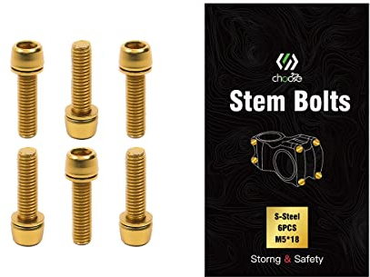 Chooee Tornillos Bicicleta M5 x 18 mm，M5 x 18 mm，Tornillos Potencia/Manillar para Bicicleta MTB（Rojo/azul/naranja/verde/color/Oro）