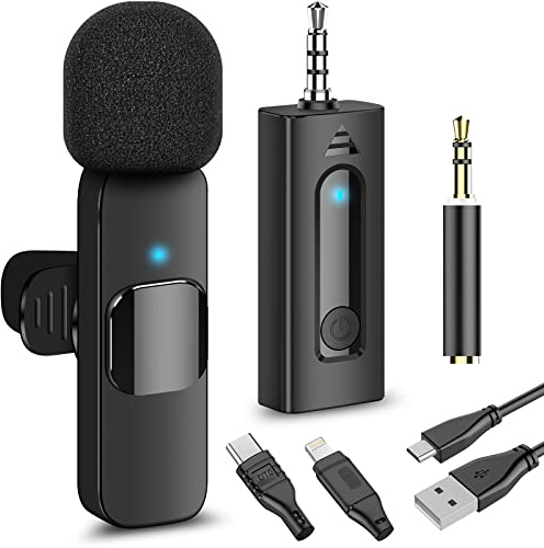 Wireless Professionelles Lavalier-Mikrofon für iPhone, Android Handys, Kameras - Kabelloses, omnidirektionales Kondensatormikrofon, Zum Anstecken, Mikrofon für iPad, Videos, YouTube, Interviews