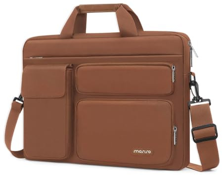 MOSISO Laptoptasche 16 Zoll, 15-15,6 Zoll Laptop Schultertasche Robust | Wasserabweisend, Stoßfest Umhängetasche mit Mehrere Fächer&Gürtel Kompatibel mit MacBook Pro 16, HP Dell Lenovo,Karamellbraun