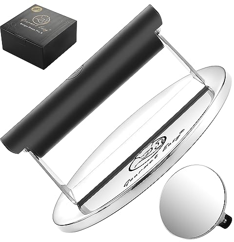 839g Burgerpresse Edelstahl | Burger Smasher mit hitzeresistentem Griff | Spülmaschinenfeste Burgerpresse | Professionelle Patty Presse perfekt zum Grillen/Braten von Fleisch | Smash Burger Presse