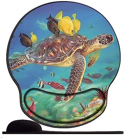 Tapis de Souris Ergonomique - Tapis de Souris Gamer avec Repose Poignet en Gel, avec Repose-Poignet Gaming Mouse Pad pour Ordinateur et Ordinateur Portable Animal de Tortue de mer de Couleur
