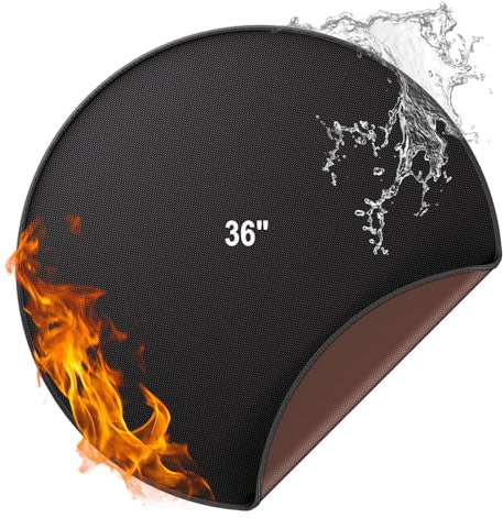 ENGPOW Tapete resistente al calor de 2,315.6 °C, tapete redondo ignífugo con aislamiento térmico, tapete protector grueso resistente al fuego para terraza, césped, barbacoa, parrilla, suelo, patio,