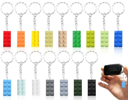 Lhbwhiz 16 Stück Bausteine Schlüsselanhänger,schlüsselbrett,Kunststoff Ziegelstein keychain,Bricks Anhänger SchlüSselbund,key holder zubehör,für Dekoration,Geschenke(Rechteck,16 Farben)