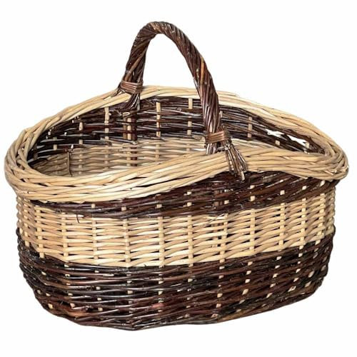 OKAFFAREFATTO MADDALONI Cesto cestino in vimini paniere Sofia ovale bicolore con manico cm 44 x cm 35 h 24