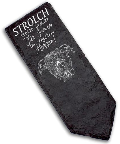 DEKOLANDO Grabstecker Grabschmuck Grabstein - American Staffordshire Terrier - Personalisiert Grab Deko 22x8 Grabdekoration