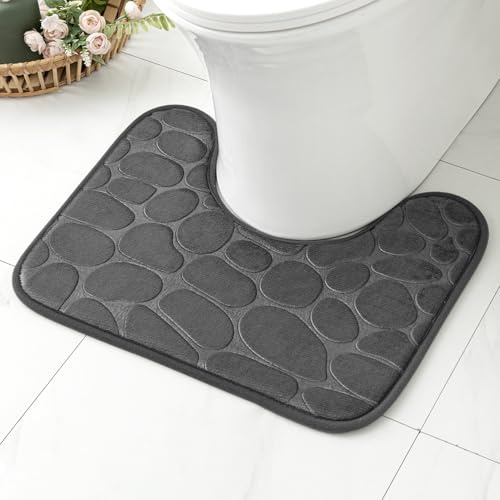 MIULEE WC Teppich Badematte Memoryschaum Badezimmerteppich Grau 40x50cm | Rutschfeste Badteppich Wasserabsorbierend Badvorleger Schnelltrocknend Waschbar Duschvorleger für Toilette