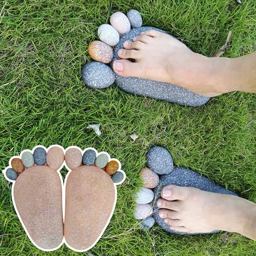 Trittsteine für Garten Bunte Fußförmige Trittsteine Im Freien, Gartenverzierungsweg-Gehwegpflastersteine, Trittstein für Blumenbeet, Hof, Terrasse, Dekorationssteine für Den Landschaftsbau ( Color : L