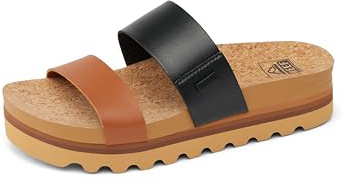 Reef WOMENS SANDALS, CUSHION VISTA HI, BLACK DUO, 7 UK