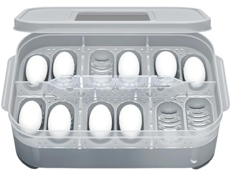 Holdes Klarer Eierbrutkasten – Schlange Inkubationsbox 12 Gitter – Reptilien-Eier-Inkubator Klar Reptilien-Brutkasten Schlüpfbox Koffer Tablett für Brutlöwen