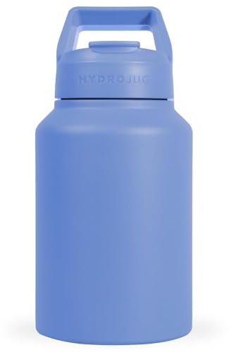 HydroJug Sport Jug 64oz Insulated Half Gallon Water Bottle, Light Blue | Stainless steel water jug, dual straw & pour spout, 18/8 steel, grip handle, leak-resistant, BPA-free, cold only, hand wash