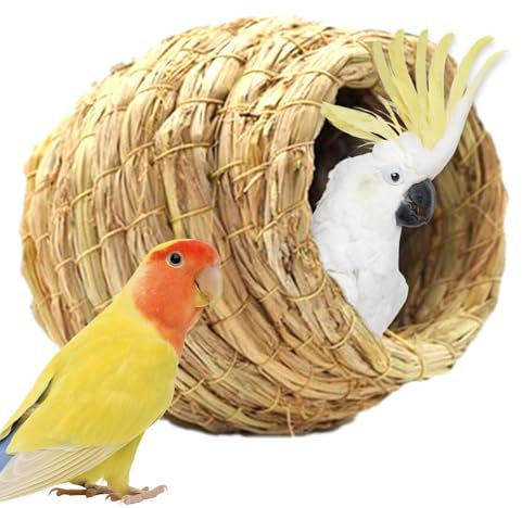 de Stroh - Vogelkäfig, Naturstroh, handgefertigt, von Interests Vogelhaus aus Naturfasersimulation, atmungsaktive manuelle Bettwäsche für Vogelkäfig, Platz
